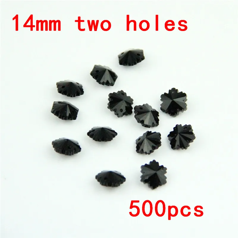 Mascot 14mm Black 500pcs Snowflake Beads In Two Holes Healing Crystals Suncatcher Wedding Decoration Crystal Chandelier Parts | Лампы и