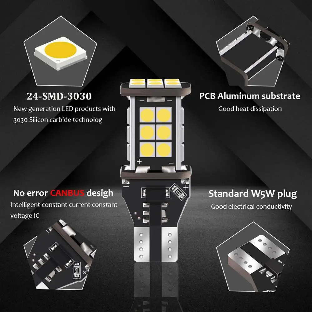Светодиодсветодиодный лампа Canbus T15 W16W для задсветильник хода Honda Civic 2015 2016 2017 2018 2019