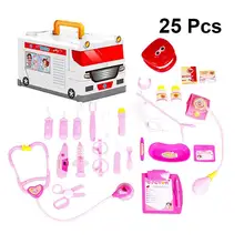 25 шт., детские игрушки для скорой помощи, доктора, ролевые игры, медицина, грудь, кукла, Униформа, стетоскоп, косплей, медсестры, дантиста, медицинская коробка, подарки