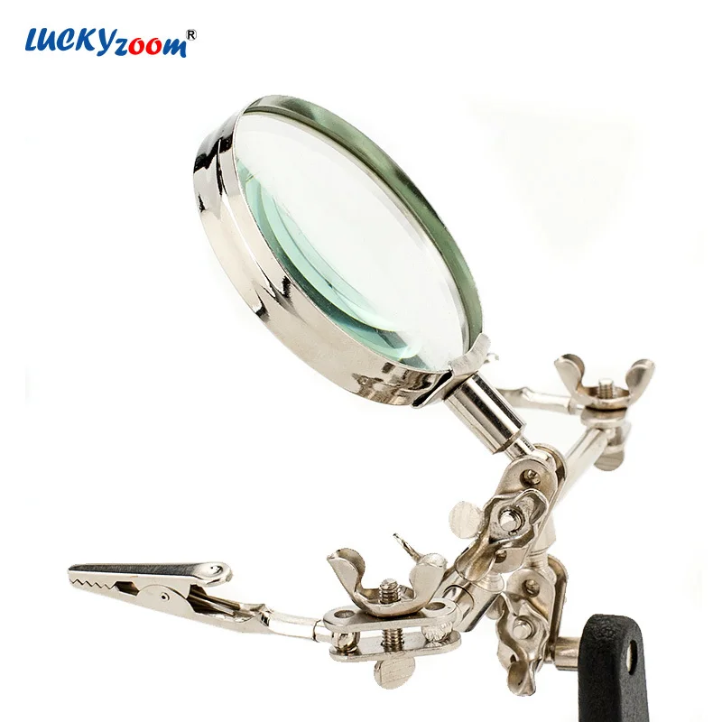 5X Third Hand For Soldering Magnifier Metal Welding Helping Hand Magnifying Glass With Auxiliary Clip Electric Iron Repair Lupe