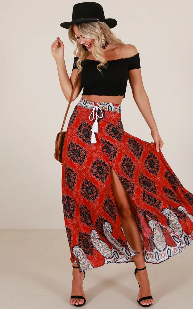 Buy Women's Fashion Printing Skirts High Waist A line
