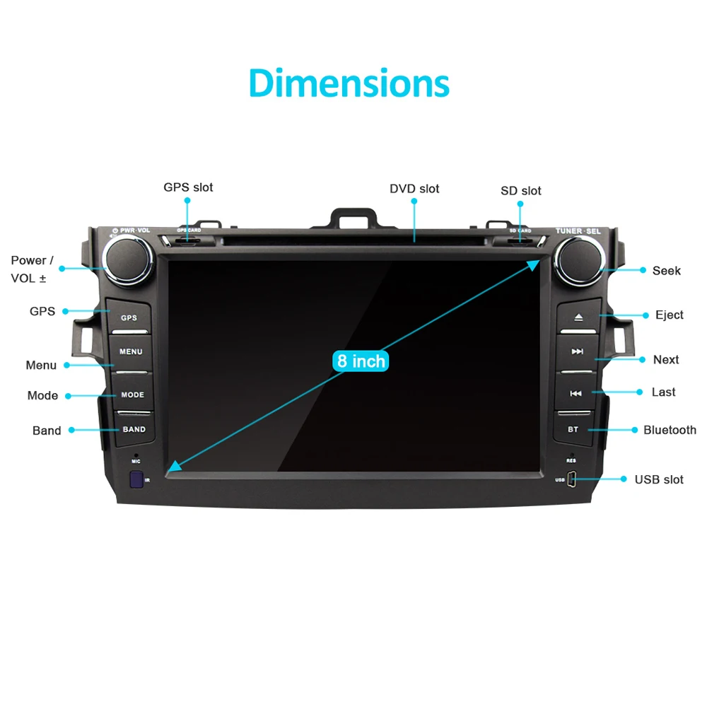 Автомобильный dvd-плеер Eunavi 2 din для Toyota Corolla 2007 2008 2009 2010 2011 2din gps навигация 8 дюймов стерео автомобильный ПК головное устройство