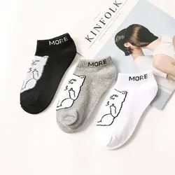 Милые носки Для женщин 2019 Лето Забавный Кот Хлопок Короткие Смешные Носки Happy носки до лодыжки женская мода в полоску носки Calcetines