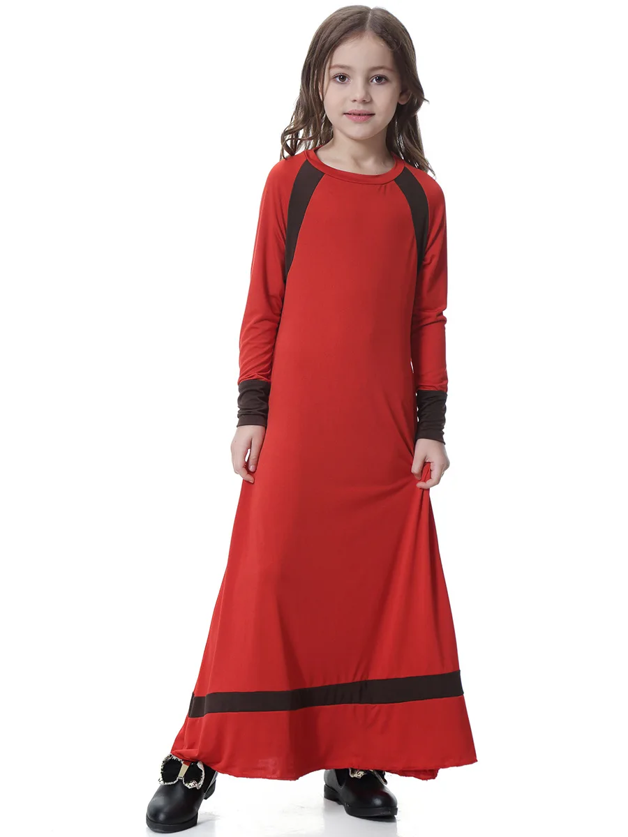 Мусульманское платье с длинными рукавами для девочек; abaya; Исламский Дубай; арабский халат; Традиционное От 7 до 14 лет платье; VKDR1285