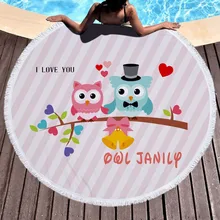 Cilected Сова Лето Большой микрофибра печатных круглый пляжное полотенце s с кисточкой полотенце для пикника одеяло ковер 150 см коврики для йоги