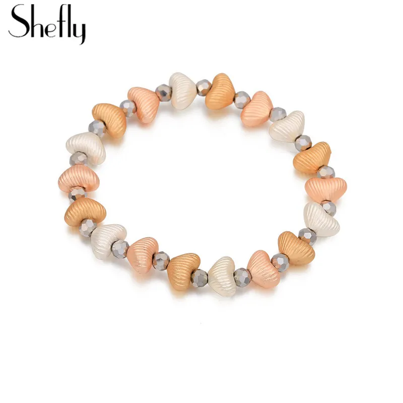

Hot Heart Elastic Strand Bracelet Colourful Round Crystal Charm Europea Style Trendy Bracelet For Women Wedding Birthday Gifts