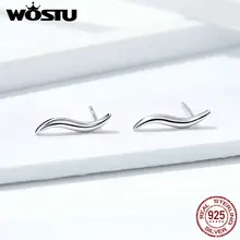 WOSTU кривые s-образные Изящные серьги-гвоздики 925 пробы серебряные крошечные серьги для женщин минималистичный стиль ювелирные изделия FIE600