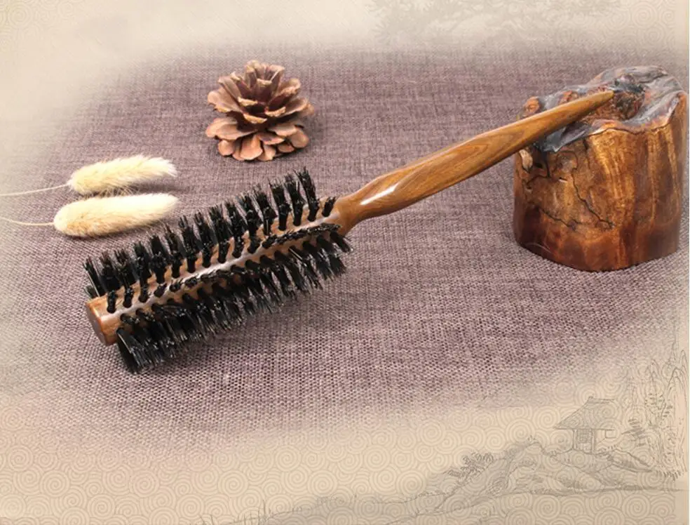 New Wood Handle Natural Boar Bristle Hair Brush Fluffy Comb