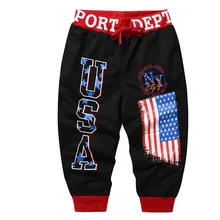 Новинка года; летние мужские штаны для отдыха с принтом флага США; штаны с вышивкой в стиле хип-хоп; штаны-шаровары с эластичной резинкой на талии; Длина до икры