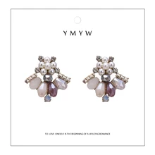 YMYW стильные уникальные хрустальные стразы изысканные серьги-гвоздики серьги из искусственного жемчуга для женщин ювелирные изделия Pendientes Mujer