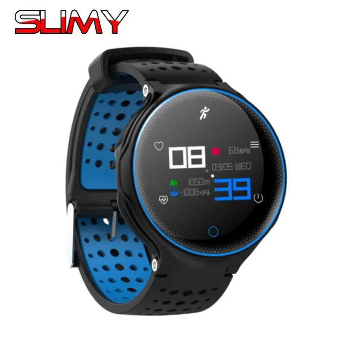 Slimy IP68 Водонепроницаемые плавательные Смарт-часы для мужчин и женщин X2 Plus спортивные Смарт-часы с монитором артериального давления сердечного ритма - Цвет: Black Blue