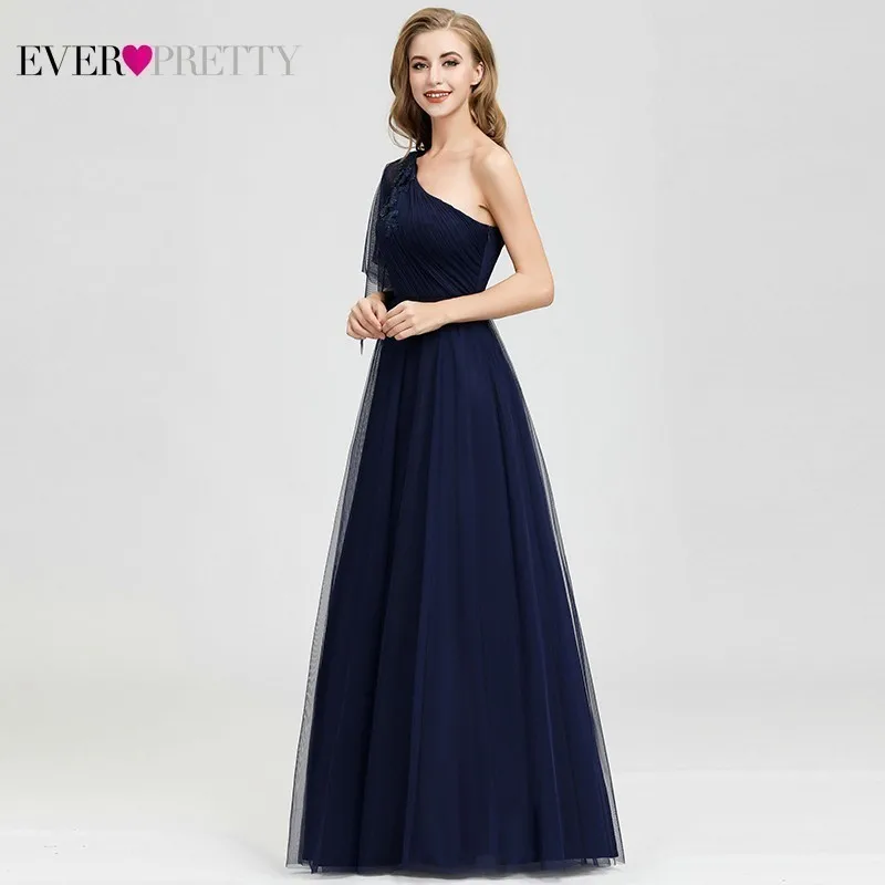 Vestidos De Gala Ever Pretty темно-синие платья для выпускного вечера Длинные на одно плечо с бисером сексуальные вечерние платья элегантные платья для торжественных событий