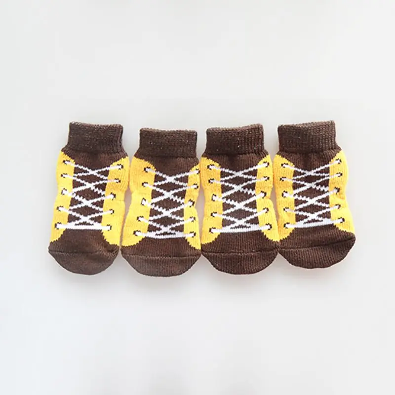 

Fashion 4Pcs Cute Pet Small Dog Puppy Warm Soft Socks Anti-slip Cotton Knit Socks Skid Bottom