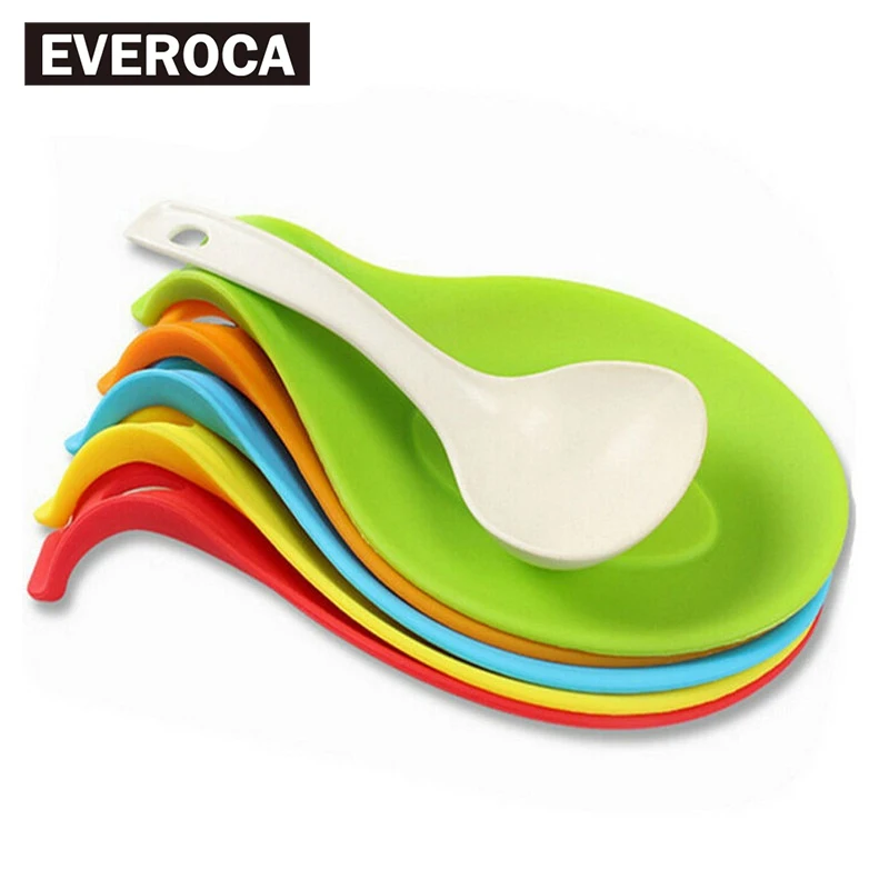 Kitchen Utensil Silicone Spoon Rest Heat Resistant Spoons Holder Cooking Tools-in Spoon Rests 