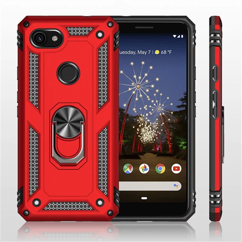 

Anti-knock Hybrid Protection Case for Google Pixel 3A XL Metal Ring Kickstand Cell Phone Accessories Back Cover Capa