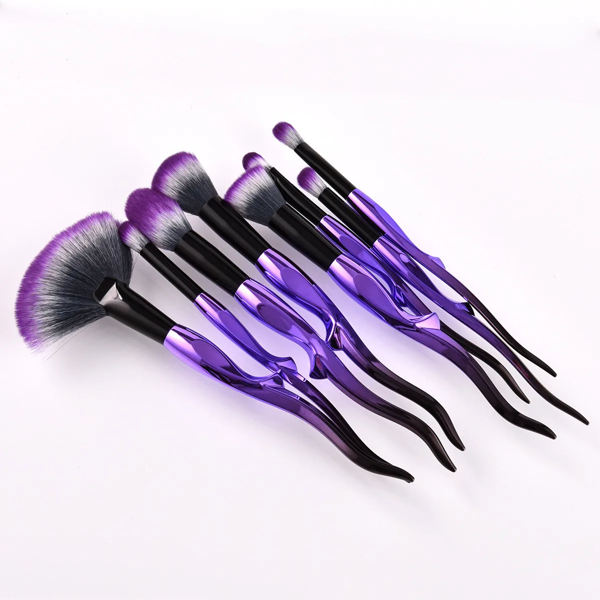 

Soft Fiber Fan Brush Purple Black Foundation Powder Face Blush Contour Eyeshadow Makeup Brushes Set Beauty Cosmetic Tools Kit