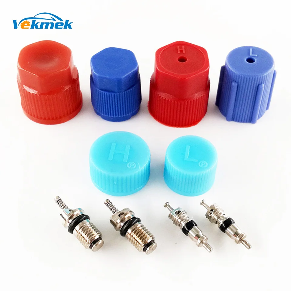 

10pcs Auto A/C System Service Kit Caps & Valve Cores AC Rapid Seal Kit for Honda Toyota Cadillac Car Air Conditioning Parts