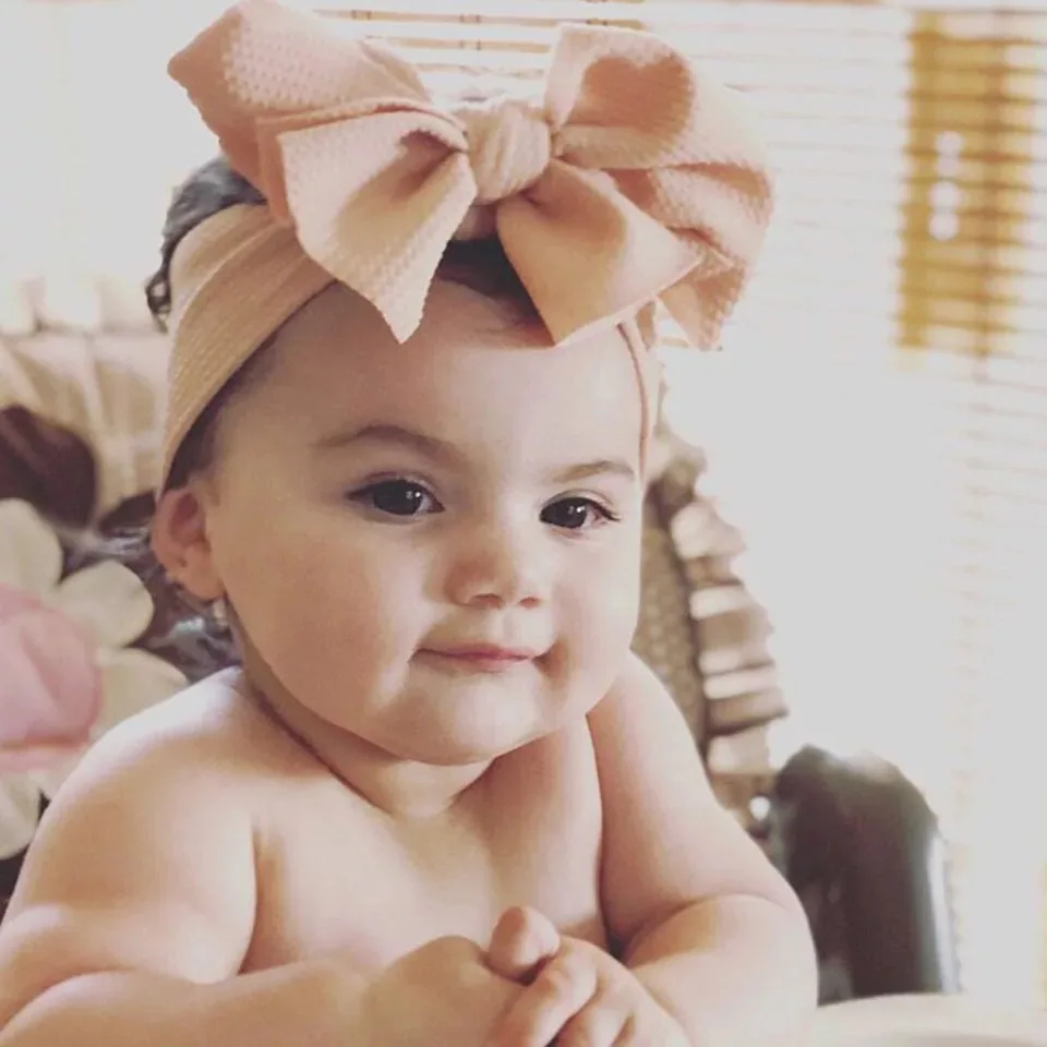 

21pcs/lot 7'' Bow Headband For Girl 2019 Solid Large Hair Bows Elastic Turban Head Wraps Kids Top Knot Hairband Hair Accessories