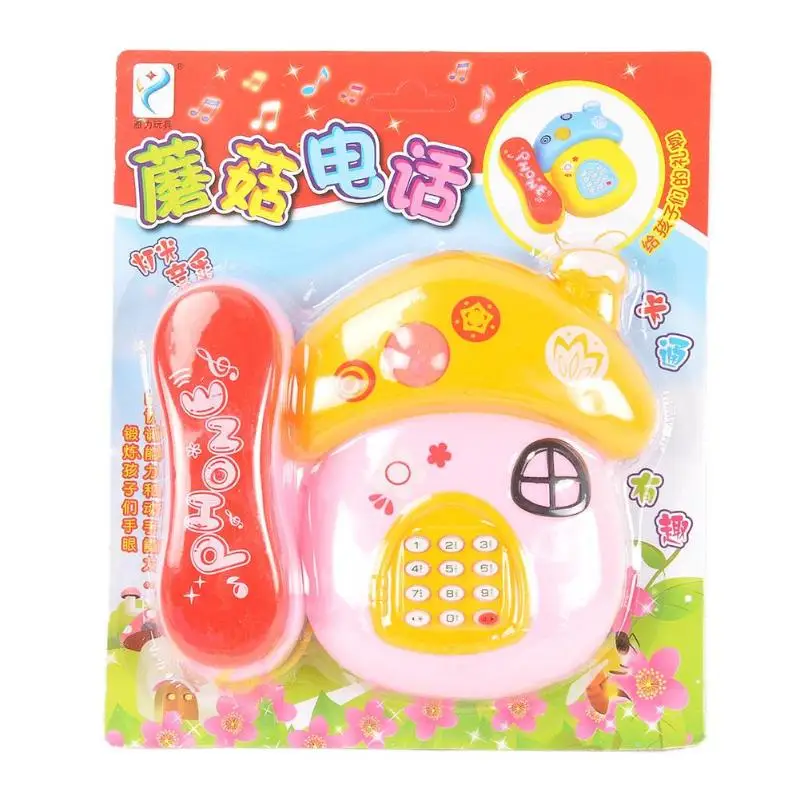 Electronic Toy Phone Kids Educational Learning Toys Mushroom Plastic Telephone Toy Kids Early Education Gift with Music Light