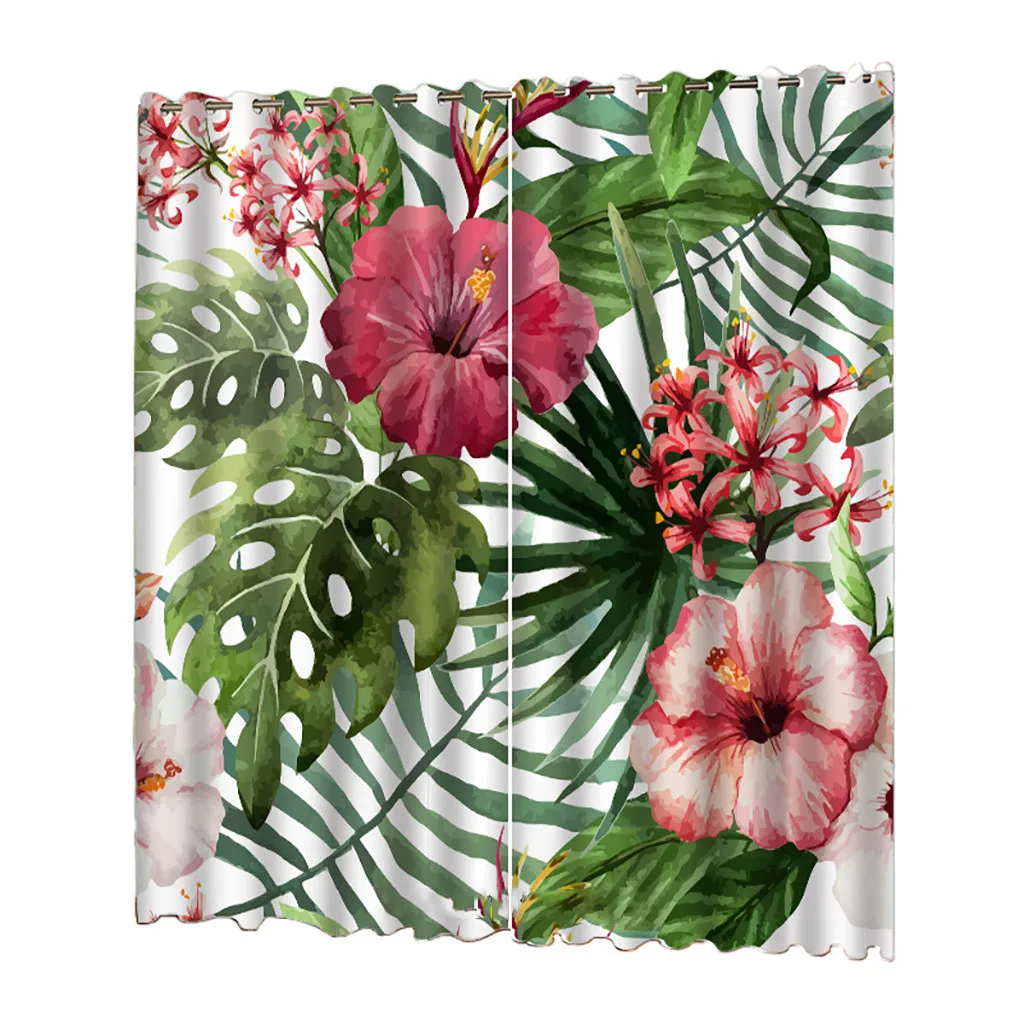 

Curtains Nordic Tropical Digital Printing Window Curtain Blackout Curtain Polyester Green Plant Drape For Room Hotel living room