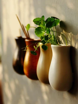 

Home Room Decor Ceramics Flowerpot Mini Wall Hanging Water Plant Vase