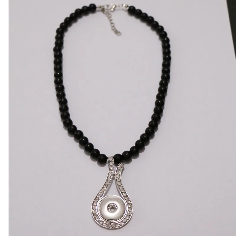 

Crystal Rhinestone Musical Note Glass Pearls 18mm Snap Buttons Choker Necklace Jewelry