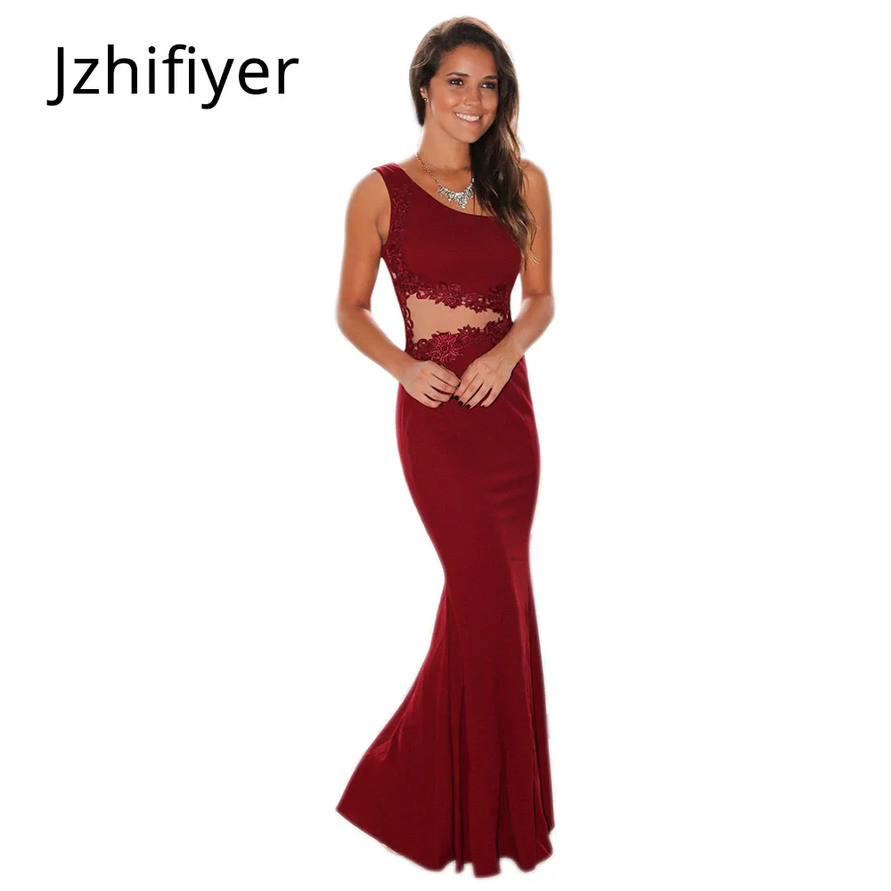 

womens grace floor length dress one-piece one shoulder glad rags red black waist embroidery formal tails party dress