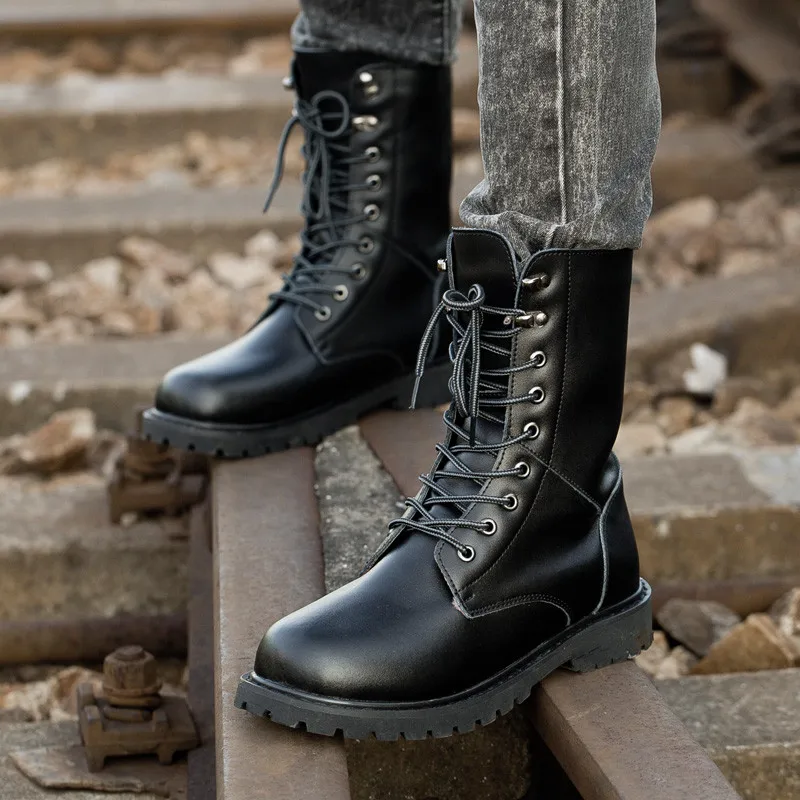 

Winter Men Shoes Warm Leather Boots Footwear Cowboy Tactical Boots Men Shoes Paint Surface Simple Casual Boots HH-188