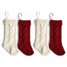 4pcs redwhite socks hanging decorations candy bags knit christmas stockings gift bag party - White Knit Christmas Stockings 4pcs redwhite socks hanging decorations candy bags knit christmas stockings gift bag party - White Knit Christmas Stockings