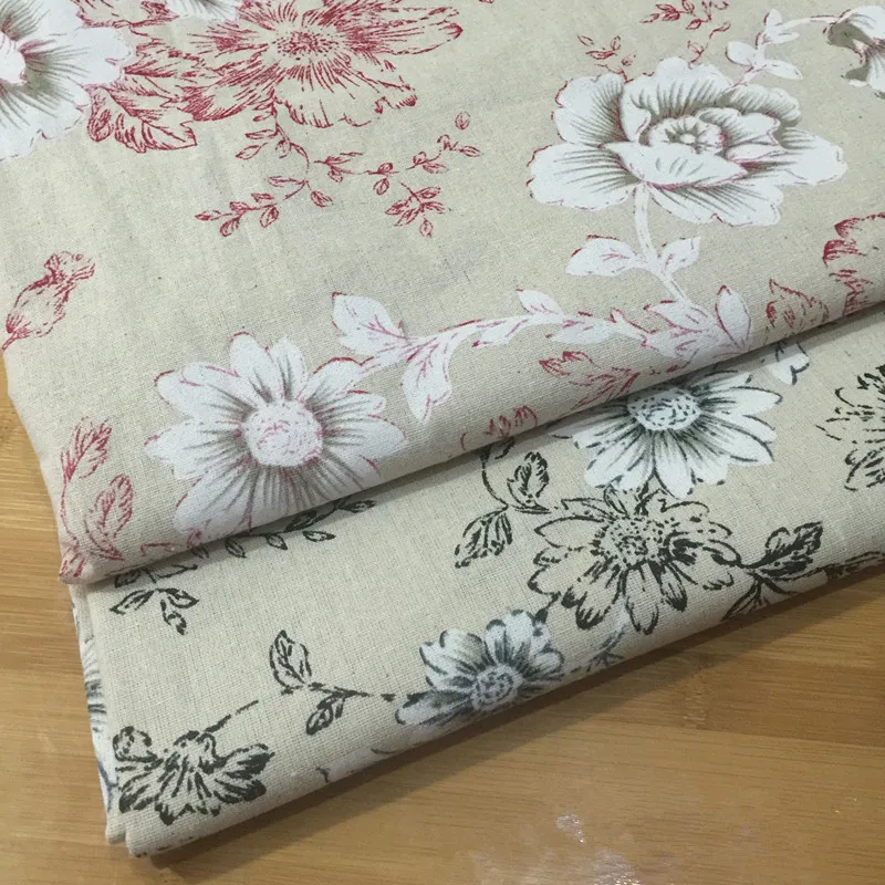 50X150 см из хлопка и льна Ткань черно-белой печати или красный пион цветок DIY Главная деко покрытие стола Пледы Наволочки крышка