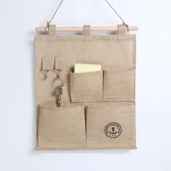 

3/4/5/6/7/8/12/13 Pocket Cotton and linen Home Door Wall Hanging keys brush phone Organizer Storage Bag