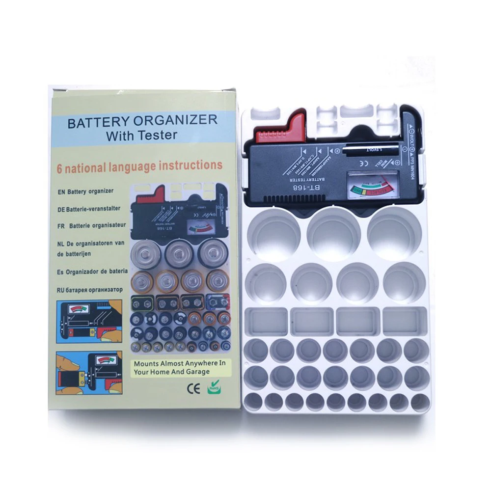 

ATTKOO Batteries Storage Box Case Organizer For AA AAA 9V AG CR C D with BT168 Battery Tester Bateria Capacity Detector BT-168