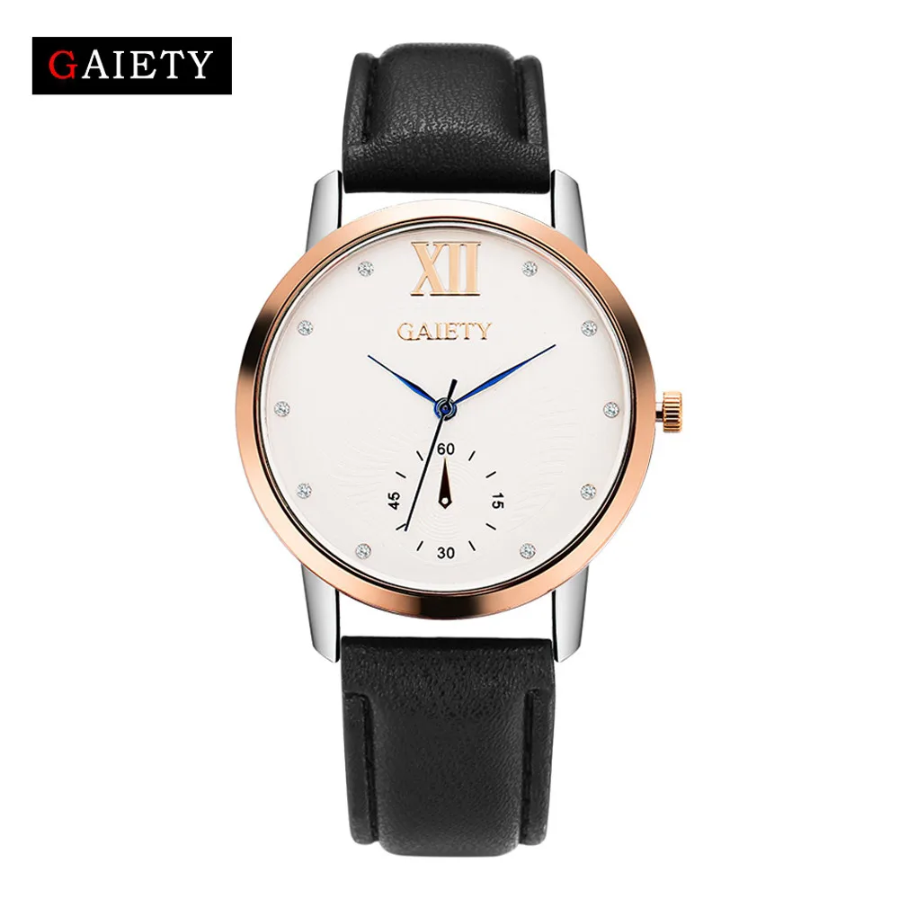 Rose Gold Dail Women Fashion Watch Casual Faux Leather Band Analog