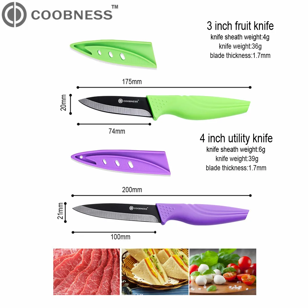 Кухонный нож COOBNESS керамический кухонный набор 3 &quot4" 5 &quot6" дюймов черное