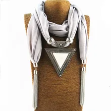 Винтажное большое круглое ожерелье-шарф с подвеской Rriangle для женщин, длинный шарф с бахромой, ювелирные изделия с бусинами, Этнические украшения