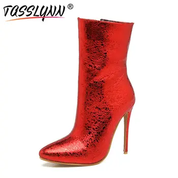 

TASSLYNN 2018 Chelsea Boots Women Zip Pointed Toe British Ankle Boots Autumn Shoes Thin High Heels Sexy Ladies Boots Size 34-43