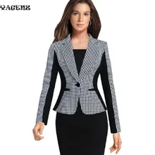 Spring Autumn Winter High Quality Fashion Casual Jacket Long Sleeve Grid Suit Ladies Blazers Work Wear Women Slim Blazer Coat B9