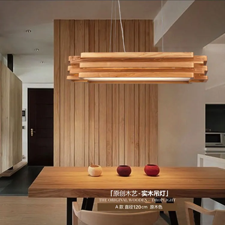 Японский стиль, светодиодные деревянные подвесные светильники, креативная спальня, ресторан, кабинет, прямоугольное домашнее освещение, подвесной светильник ZA MZ115