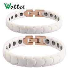 Ювелирные изделия из волле, корейский дизайн, 99.999% германий, гематит, браслет, магнитный, белый, керамический, для женщин, мужчин, пара браслетов