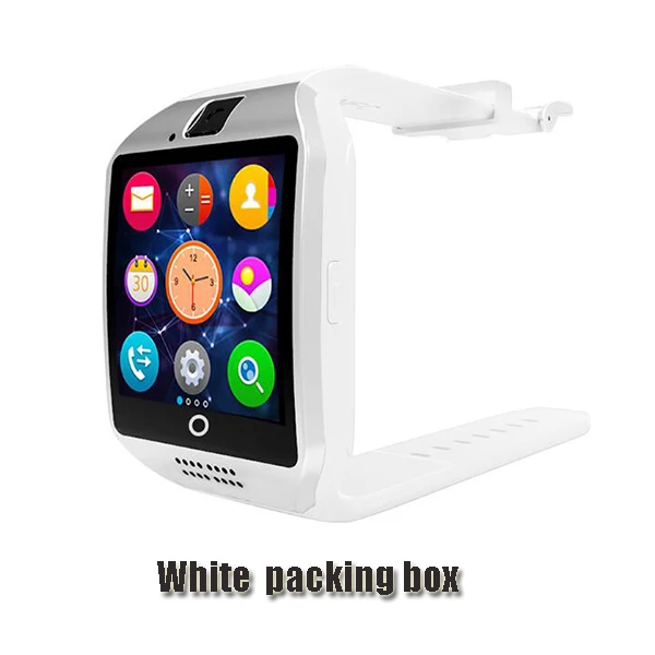 Bluetooth Смарт-часы для мужчин Q18 с сенсорным экраном большая батарея поддержка TF sim-карта камера для HUAWEI Android телефон Smartwatch - Цвет: whtie packing box