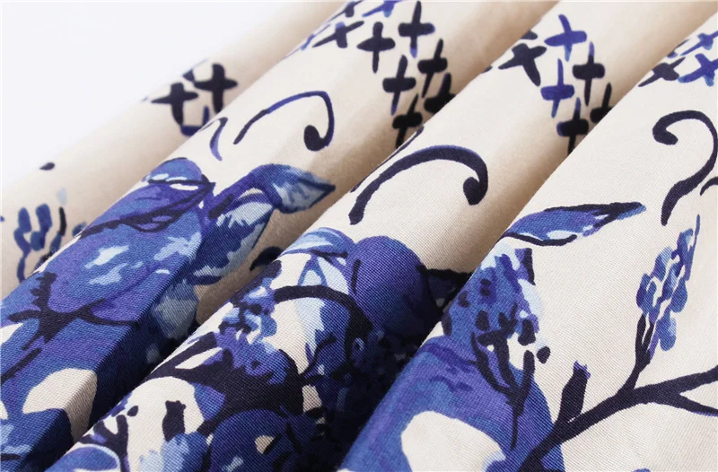 Kostlich Blue And White Porcelain Print Summer Dress Women 2017 Short Sleeve 1950s Vintage Dress Belt Tunic Sexy Party Dresses (16)