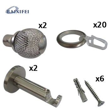 

D16mm 2 Pcs Finial + 20 Pcs Rings + 2 Bracket, Curtain Accessories Finials for Window Decoration