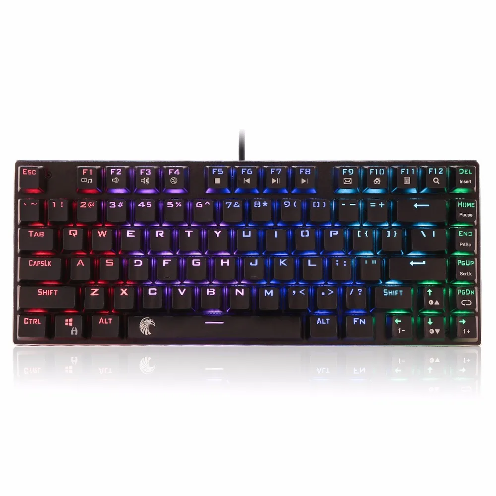 Механическая клавиатура TKL 81 клавиша RGB светодиодный алюминиевый игровой клавиатуры с подсветкой со съемным кабелем для планшетного компьютера Huo Ji Z88 - Цвет: Черный