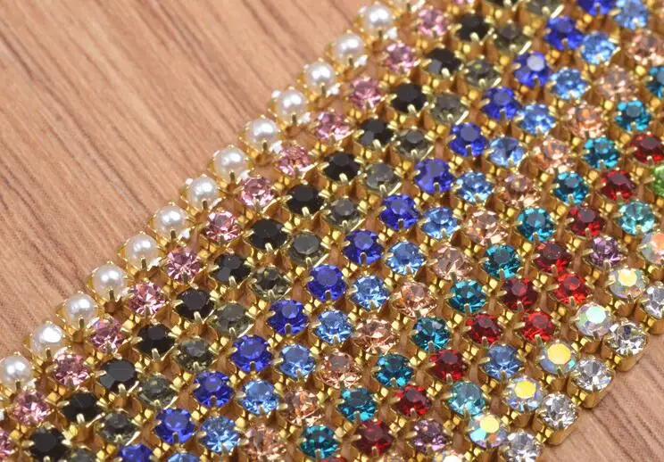 Crystal Sew Metal Claw Sewing Rhinestone Cup Chains Claw Chains for DIY