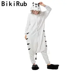 BIKIRUB 2019 Для женщин с капюшоном пижамы Пижама для животных комплект милый белый тигр мультфильм пижамы взрослых зима длинный рукав фланель