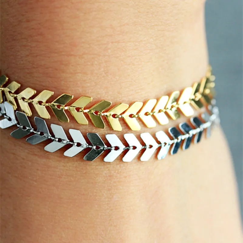 Chevron Bracelet Gold or Silver Chevron Bracelet Bridesmaid Gift Bridal Dainty Chain Layering