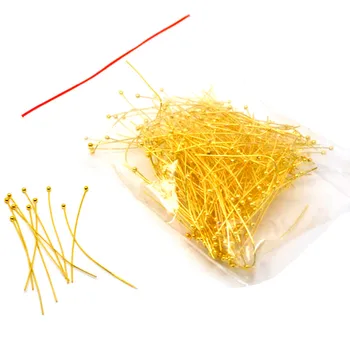 

200Pcs Ball Head Pins Gold Plated Handmade Alloy Jewelry DIY Findings 50x0.5mm