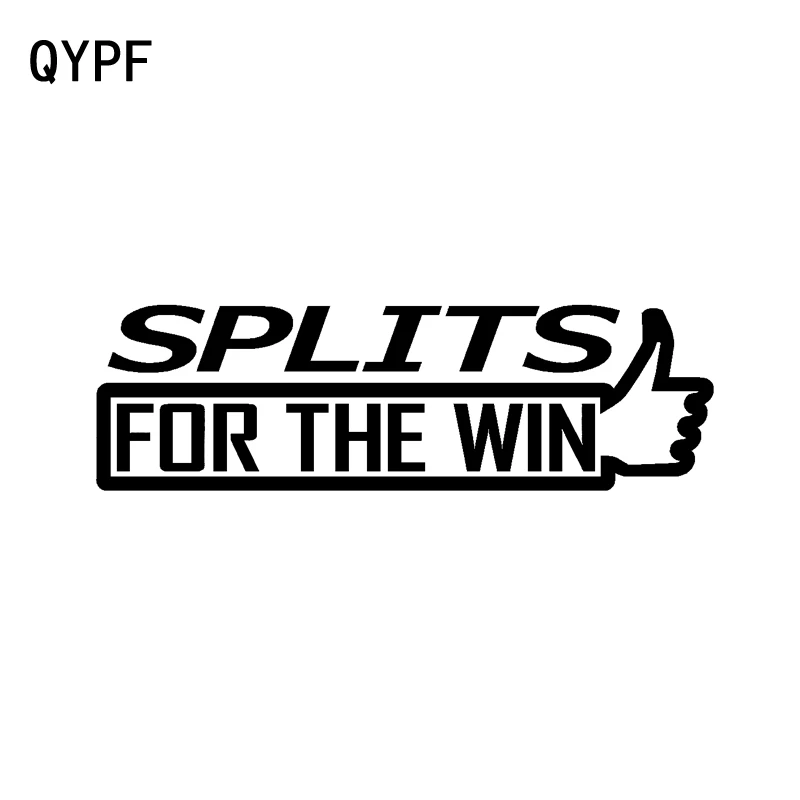 QYPF 15.5CM*4.6CM Fun English Words Splits For The Win Vinyl Decal Black Silver Car Sticker C15-2259 | Автомобили и мотоциклы