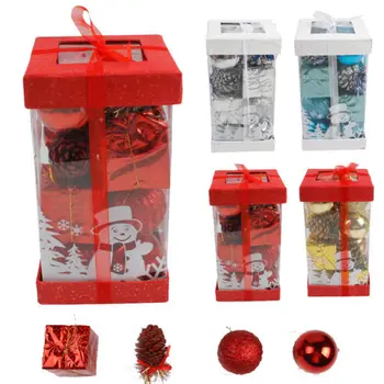 

16Pcs In One Box Christmas Xmas Gift Ball Pine Cone Hanging Home Party Ornament Decor Packing