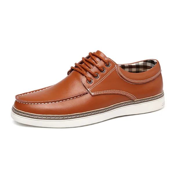 URBANFIND/модные мужские кожаные кроссовки; повседневная обувь; сезон весна-лето; мужская обувь на плоской подошве с кружевом; цвет черный, синий, коричневый; большие размеры 38-47 - Цвет: Light Brown